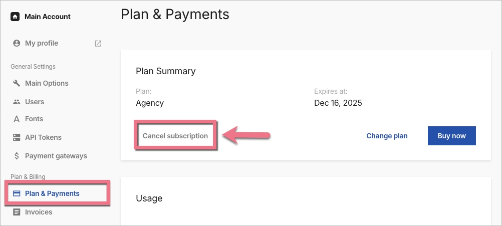 Plan details tab in Landingi