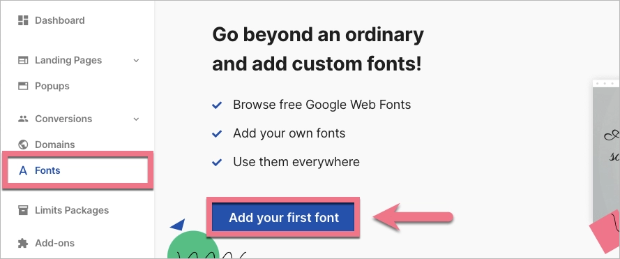 Adding custom fonts in Landingi