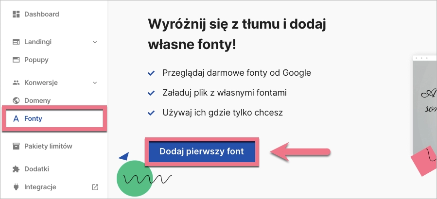 Dodawanie własnych fontów w Landingi