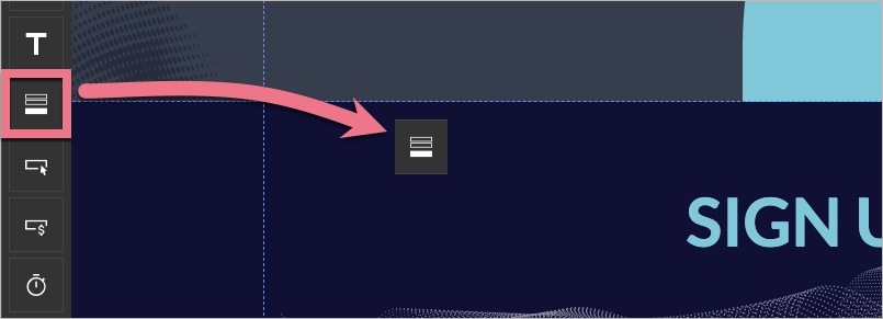 Addin Form widget in Landingi editor