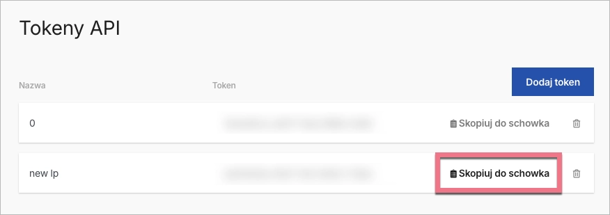 Kopiowanie tokenu dla WordPressa
