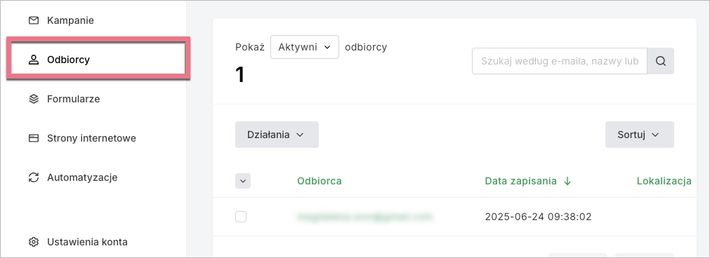Lista leadów przesłana z Landingi do MailerLite
