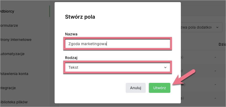 Tworzenie pola zgody marketingowe w MailerLite