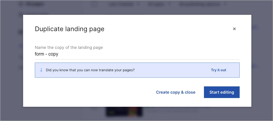 Naming the duplicated landing page