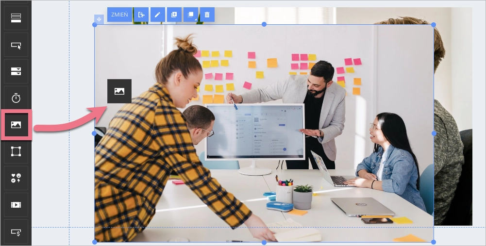 Dodawanie obrazów w edytorze landing page'a