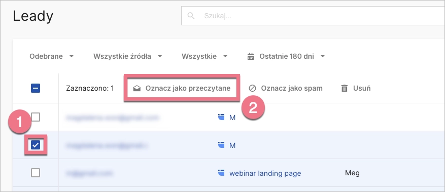 Oznaczanie leadów jako przeczytane
