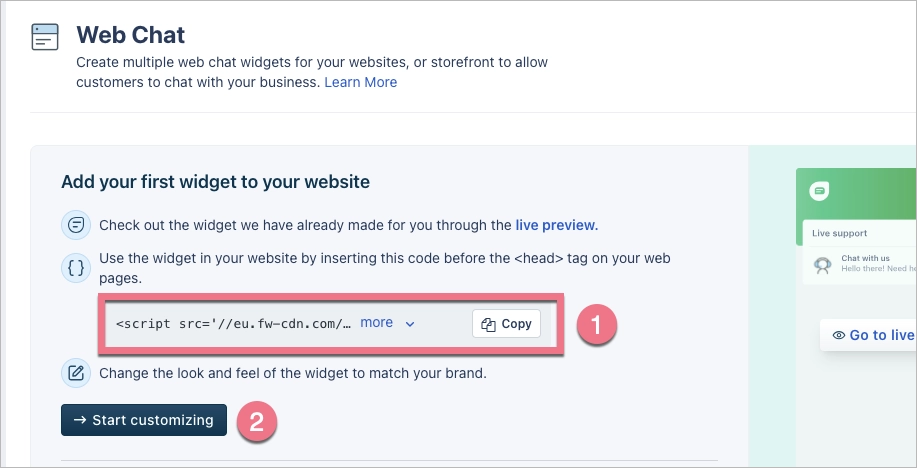 Copying Freshchat code