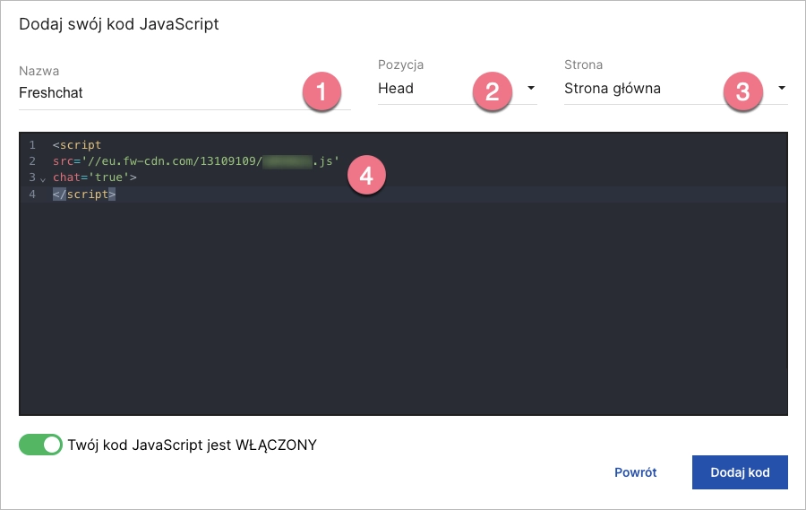 Adding Freshchat to landingpage