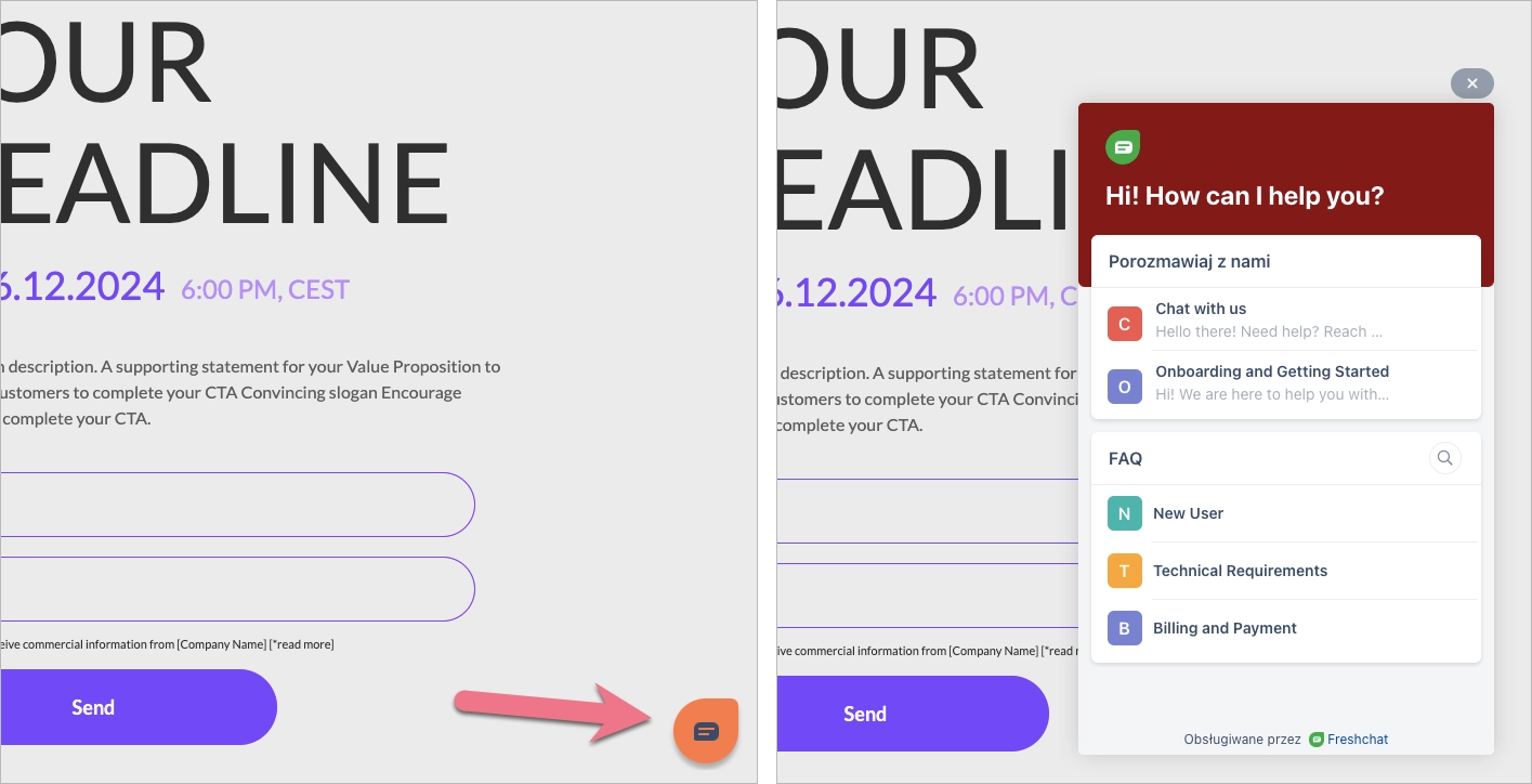 Freshchat in Landingi