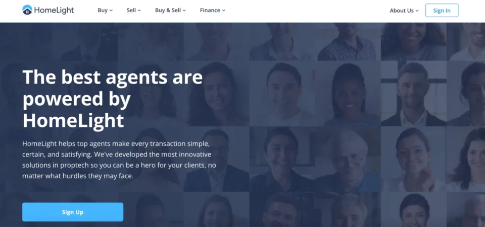 Página de destino de imóveis da HomeLight