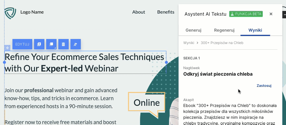 Zastosowanie treści wygenerowanych przez AI dla landing page'a