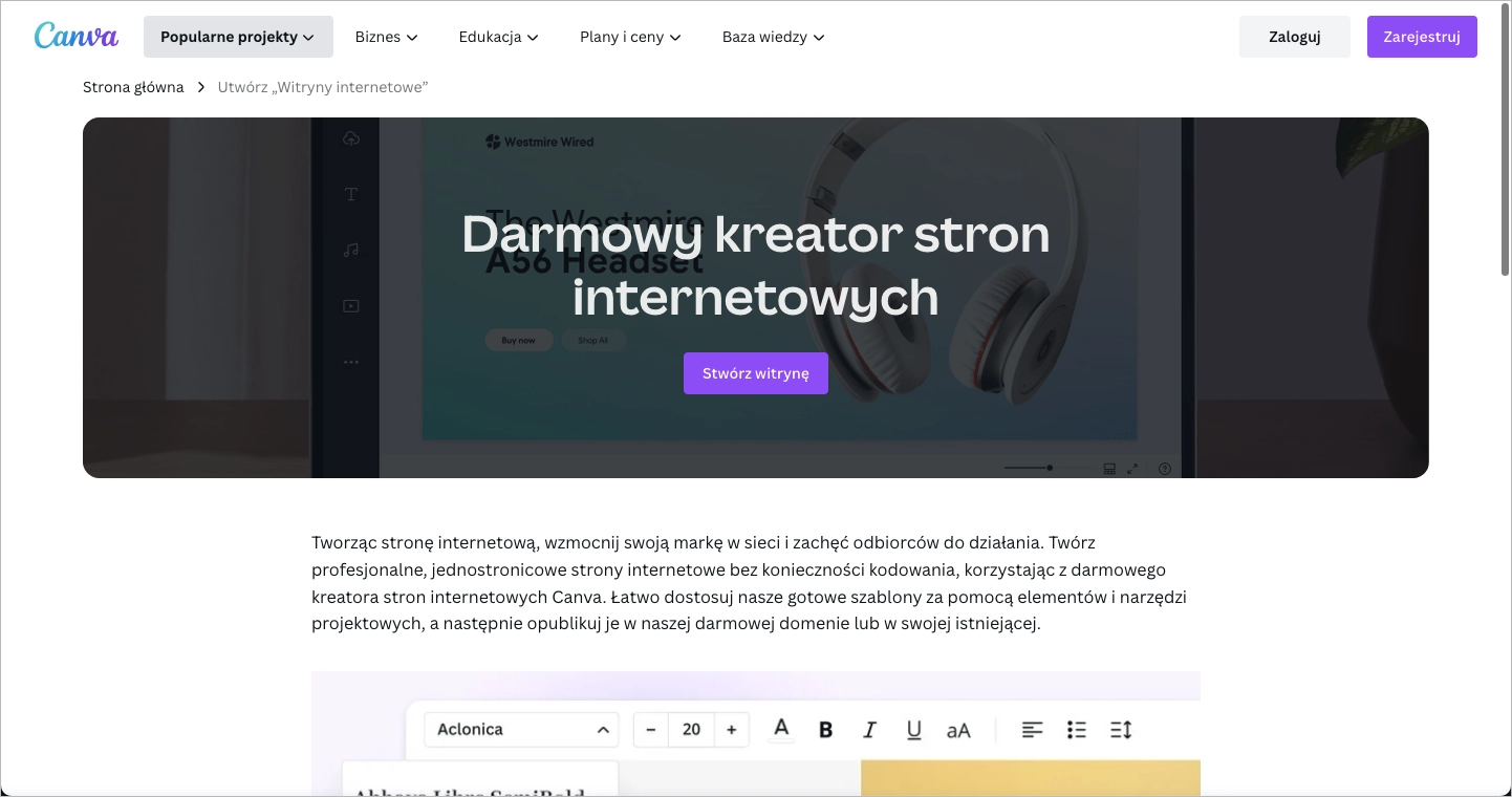 Jak stworzyć landing page w Canva
