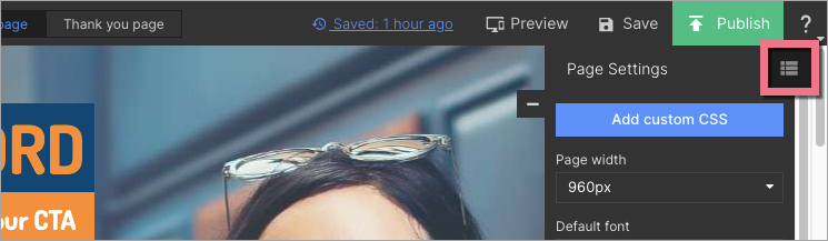 Elements of a landing page in Landingi builder