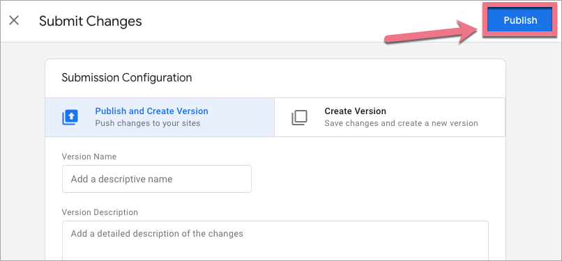 publish google tag manager
