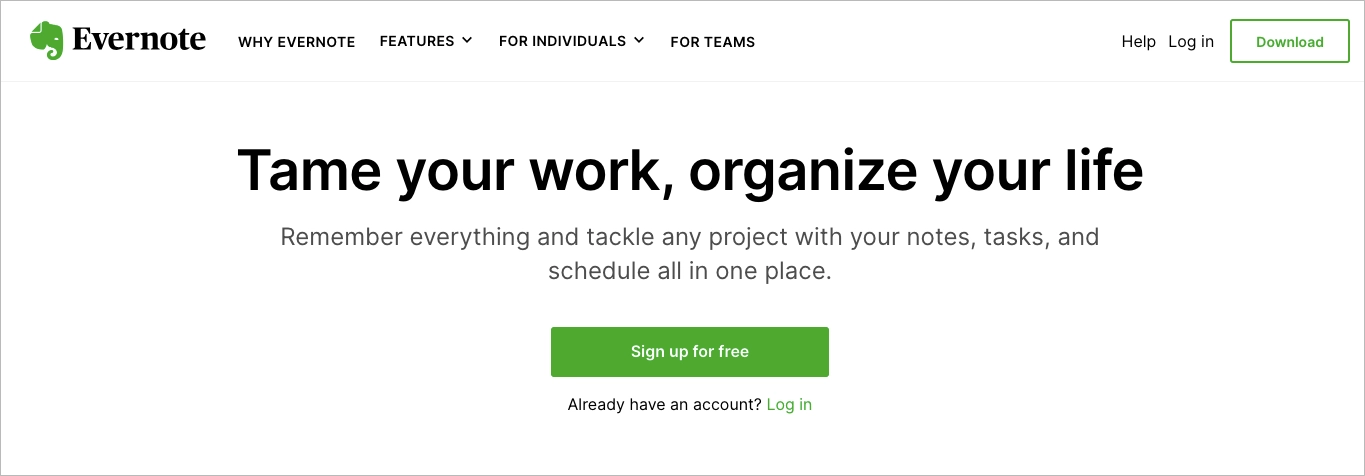 Evernote - exemplo de redação de texto de conversão