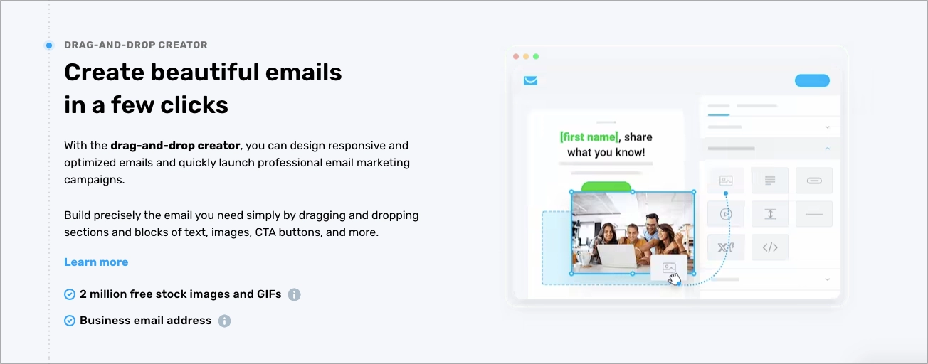 Unbounce's email creator description