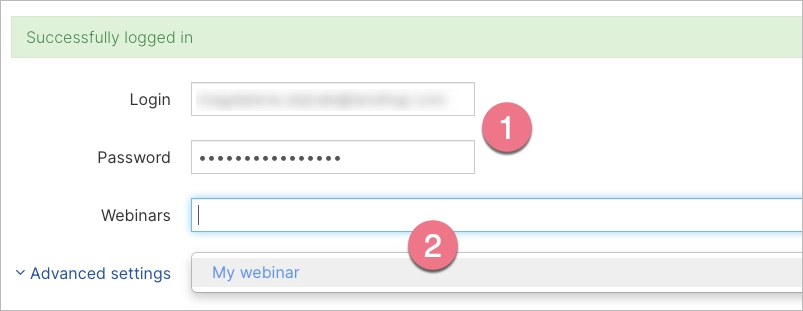 Log in to Landingi with your LiveWebinar credentials