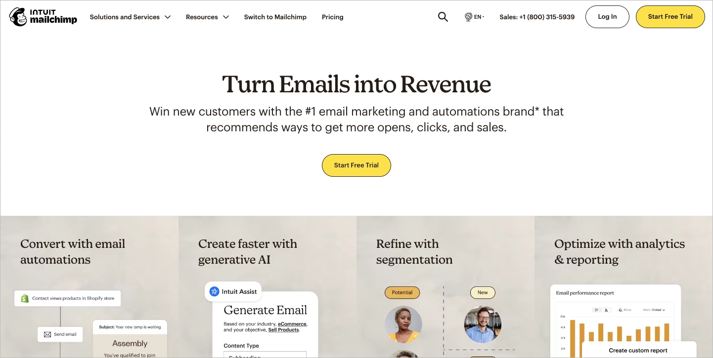 Mailchimp - exemplo de copywriting de conversão