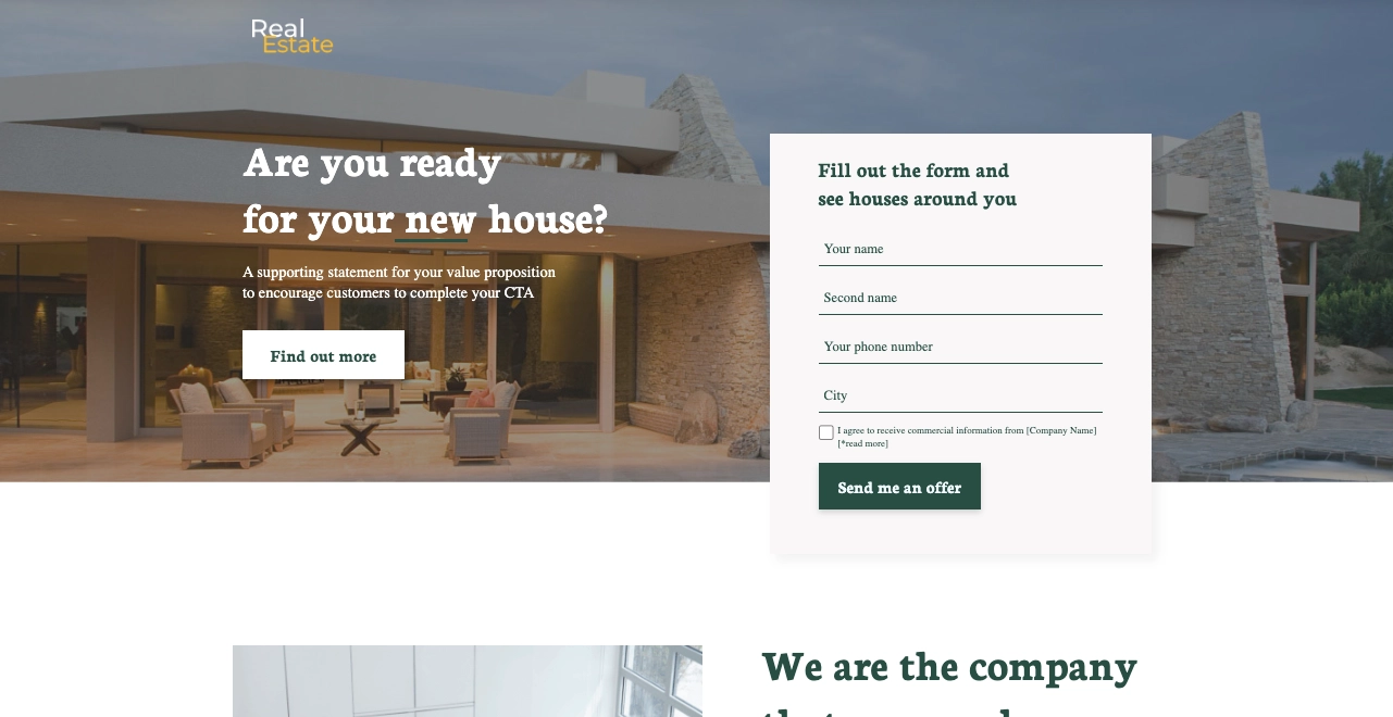real estate sale landing page template