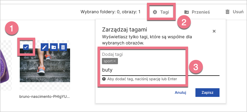 Dodawanie tagów do obrazu dla landing page'a