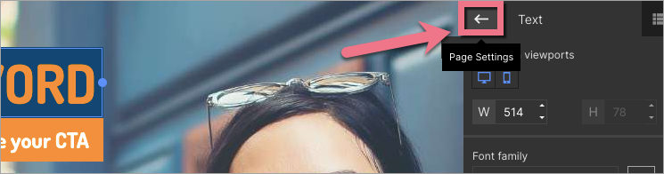 An arrow to Page Settings