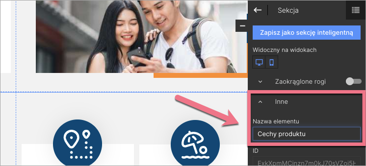 zmień nazwę sekcji