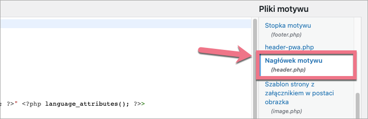 kod header wordpress