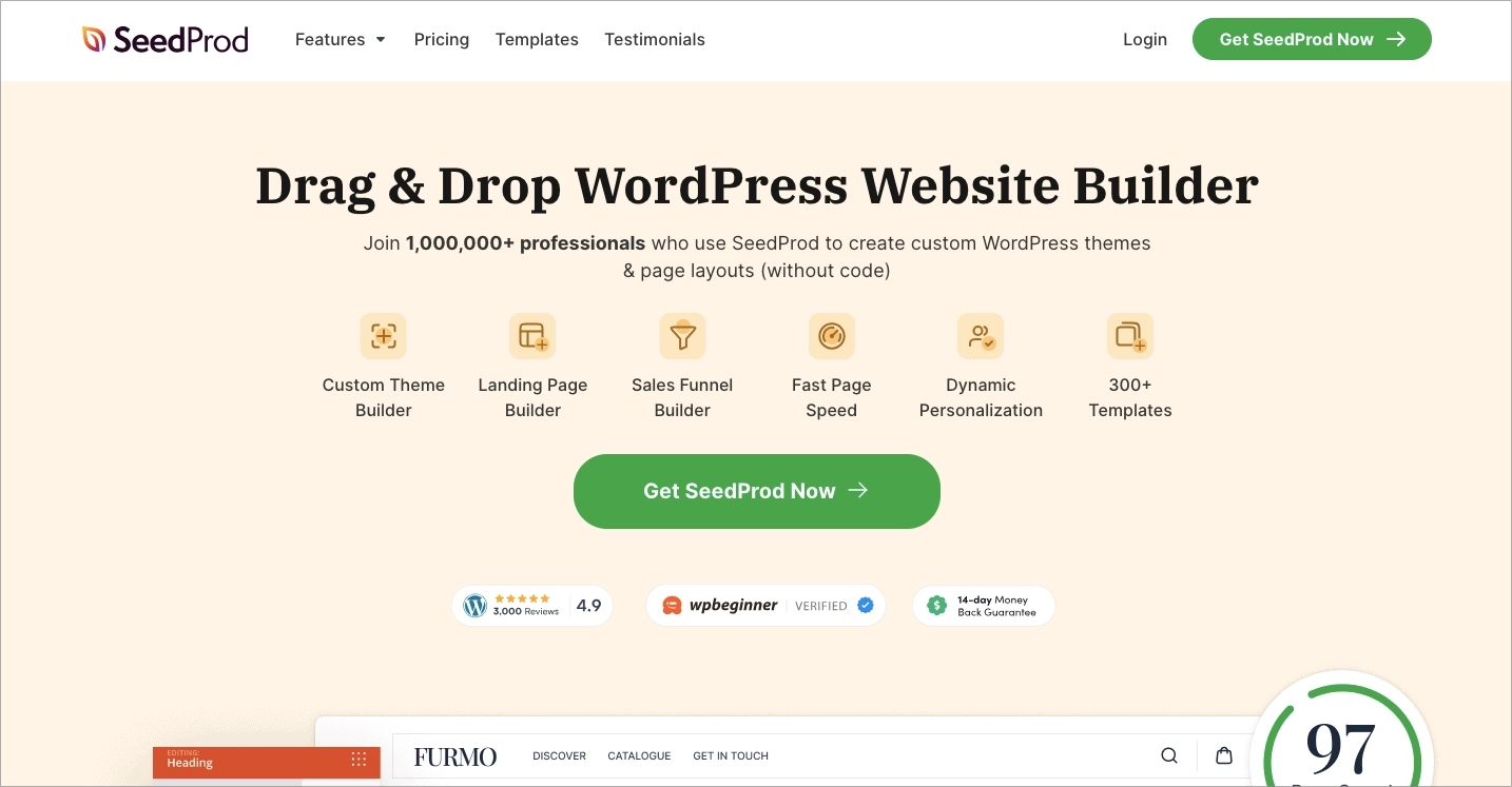 Melhor plug-in do WordPress: 3. SeedProd
