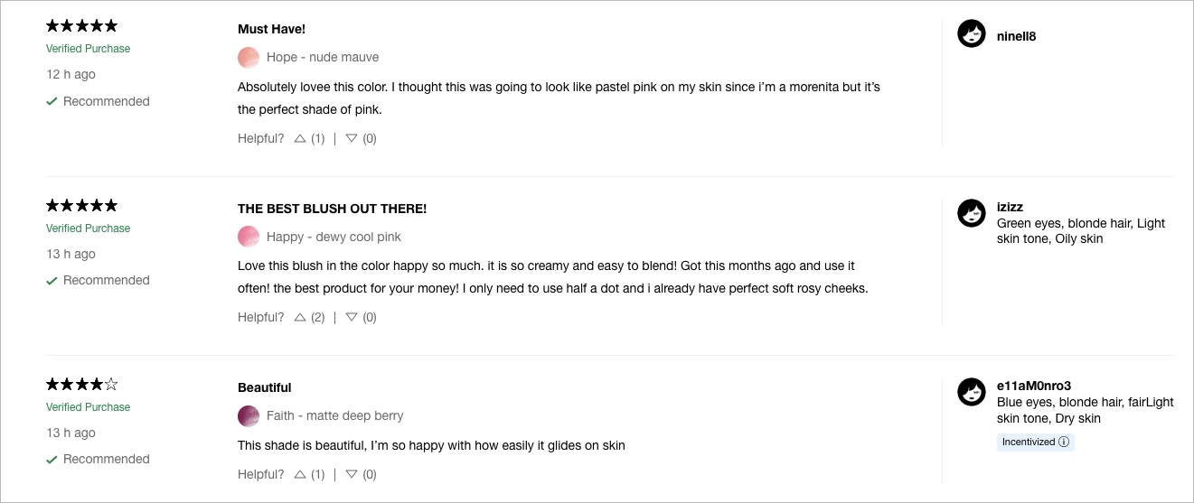 Ecommerce Tip: Customer Reviews and Testimonials - Sephora example