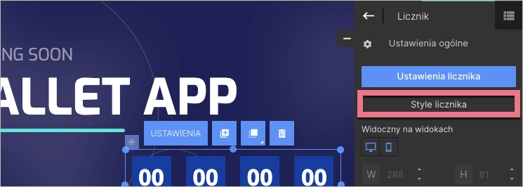 W zakładce Style licznika znajdziesz szablony licznika, które możesz dowolnie edytować
