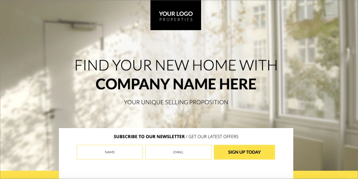 best landing page template to generate real estate leads