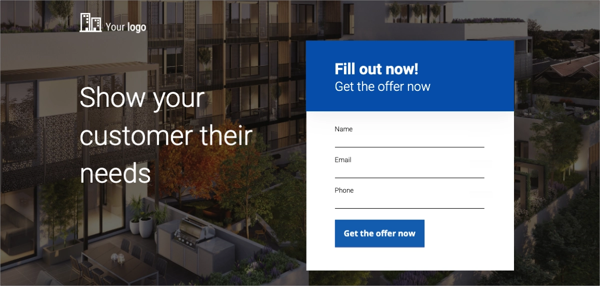 concise landing page template for real estate