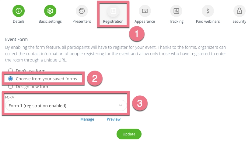 Landingi in-app LiveWebinar integration