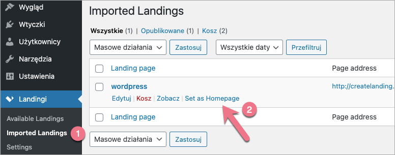 ustaw jako stronę główną