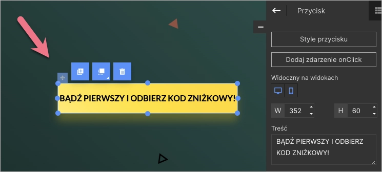 Wybierz przycisk w edytorze