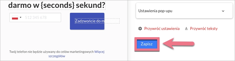 Zapisuj zmiany w CallPage