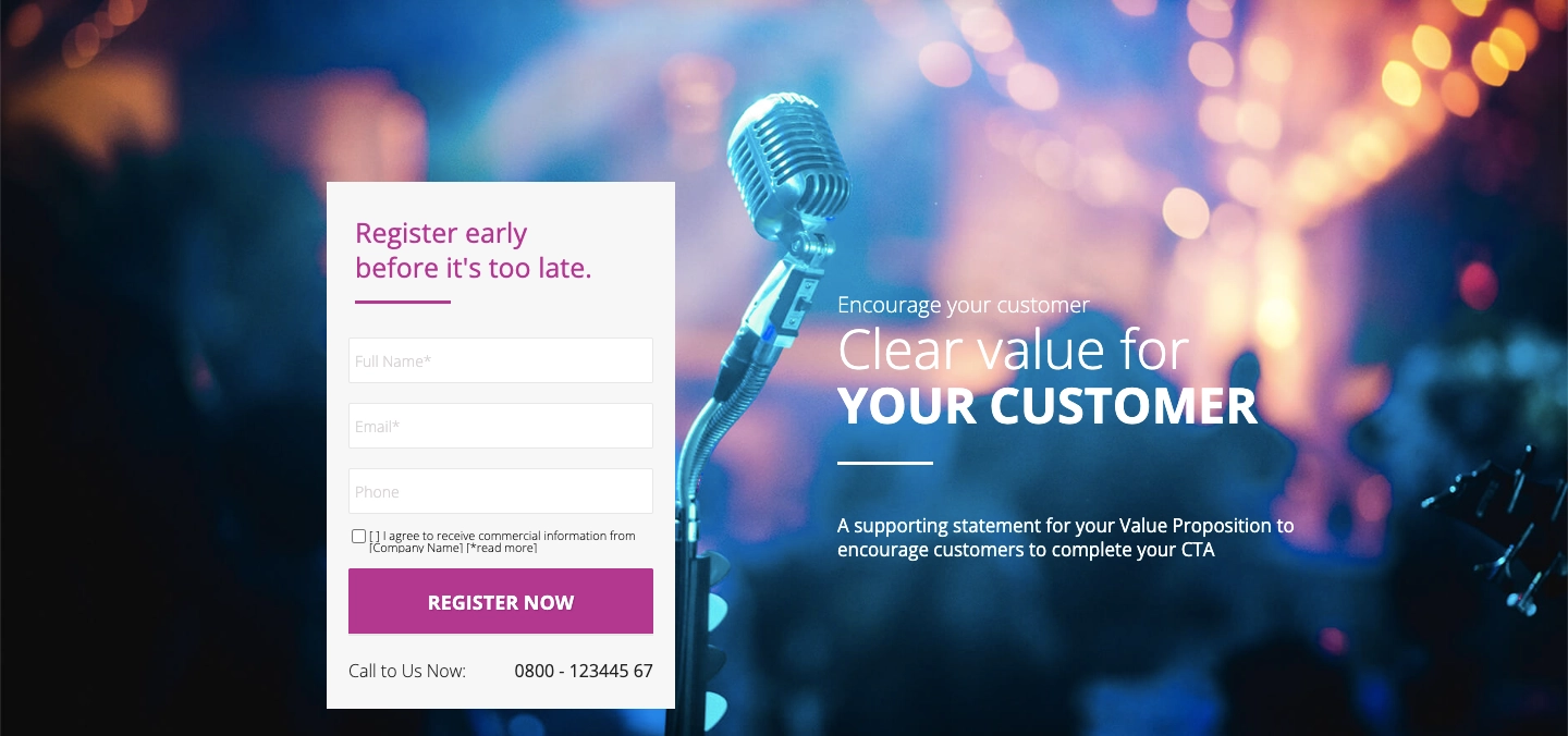 Event landing page template