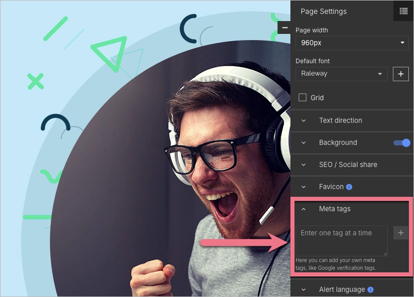 Adding meta tags in Landingi