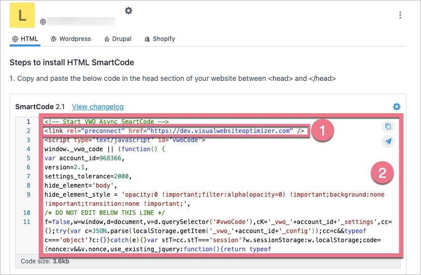 VWO SmartCode for Landingi integration
