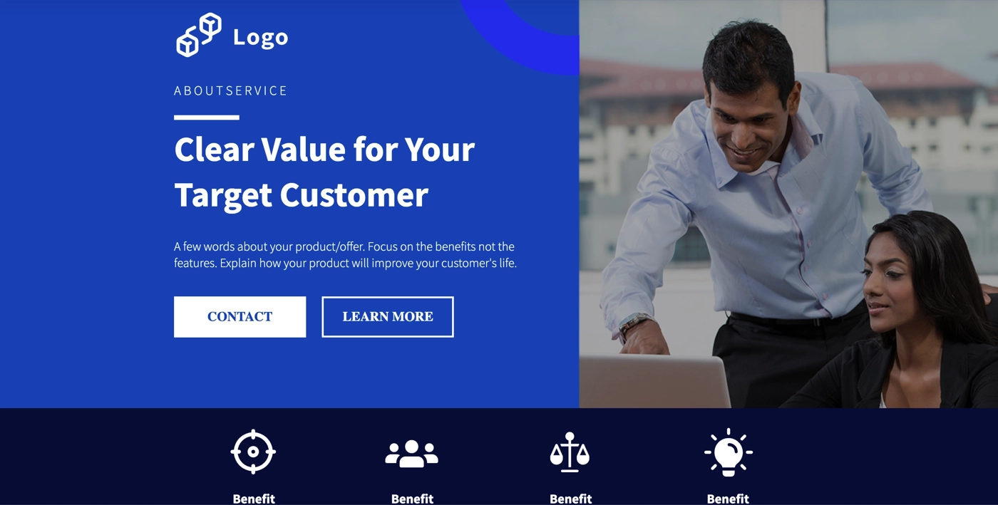 Landing page template for financial specialist