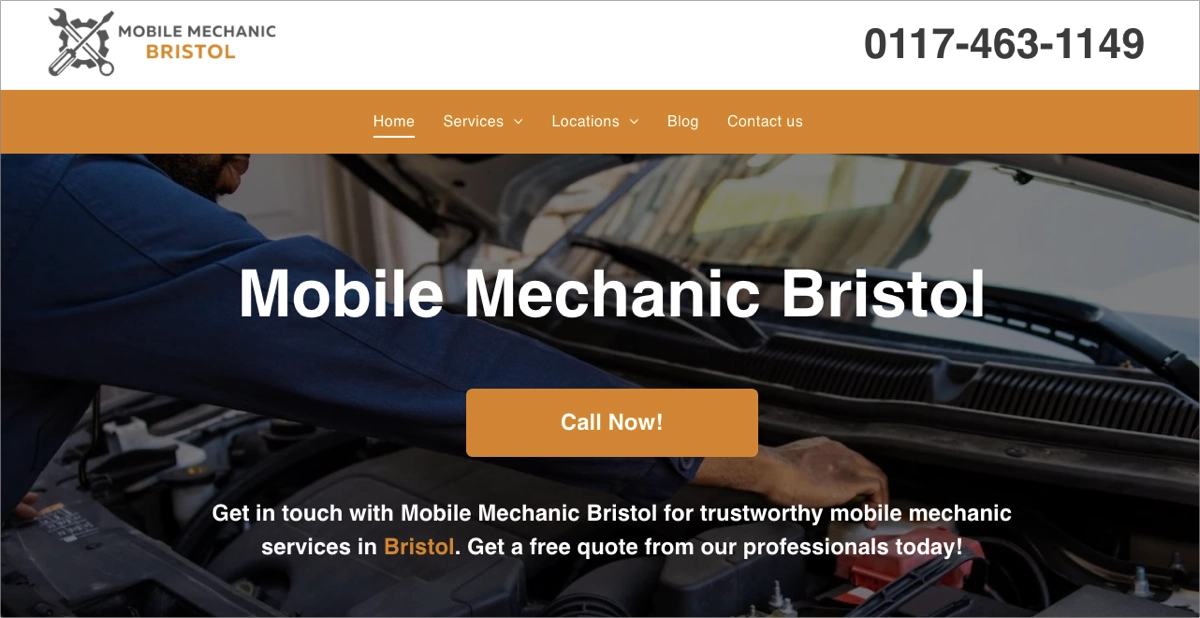 automotive page with clear headline