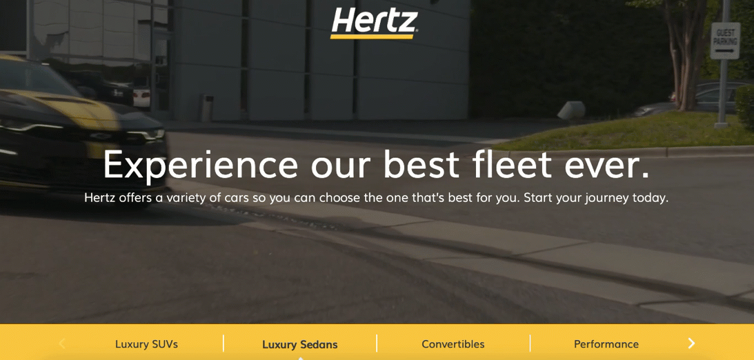 car rental trustworthy brand landing page