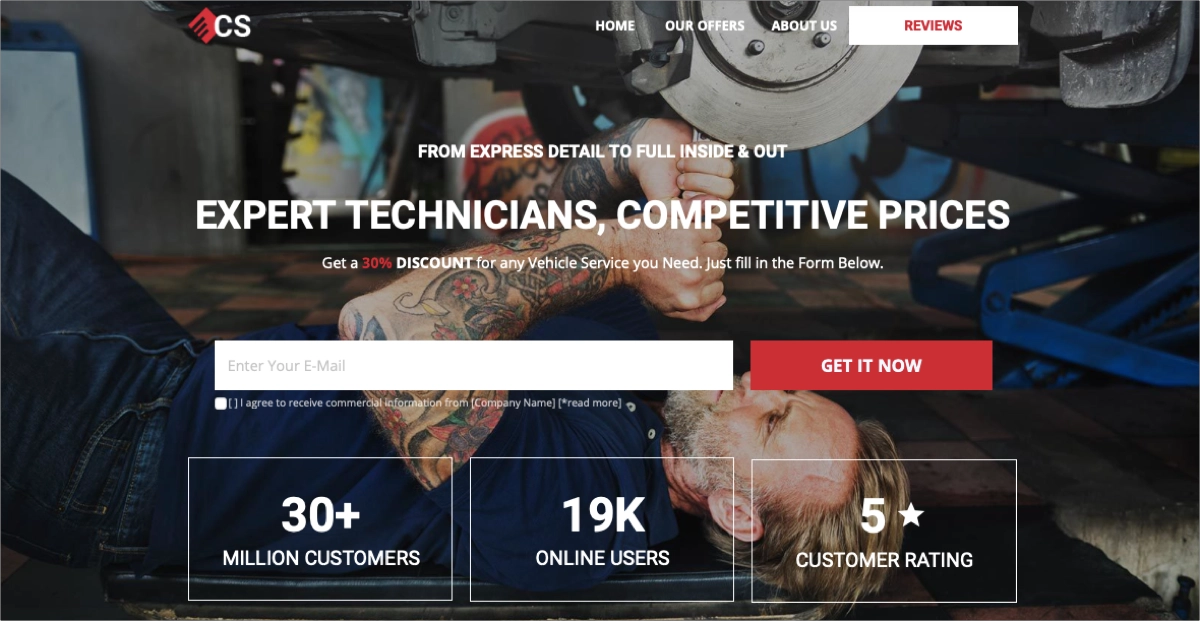 automotive car service landing page templates