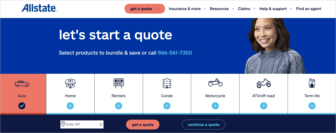 insurance landing page example