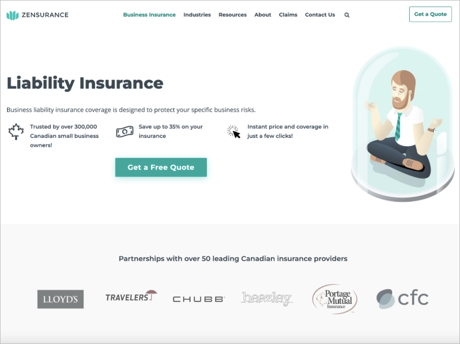 insurance landing page example