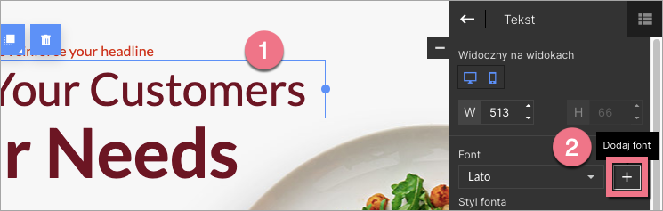 Dodawanie fontu w edytorze landing page'y