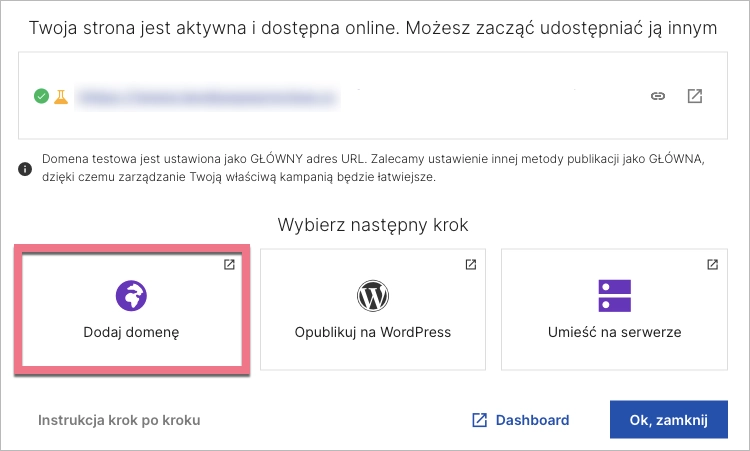 Publikacja landing page'a na własnej domenie