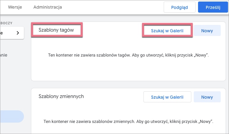 Szablony tagów w GTM