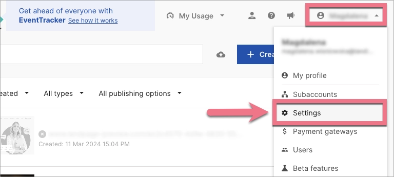 Profile settings in Landingi
