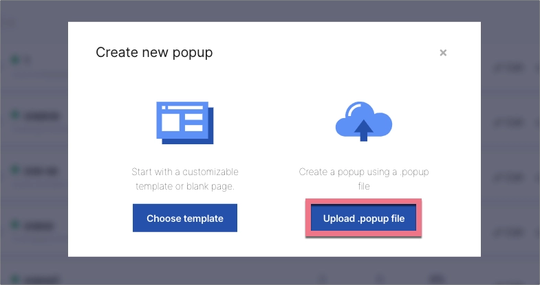 Uploading popup file